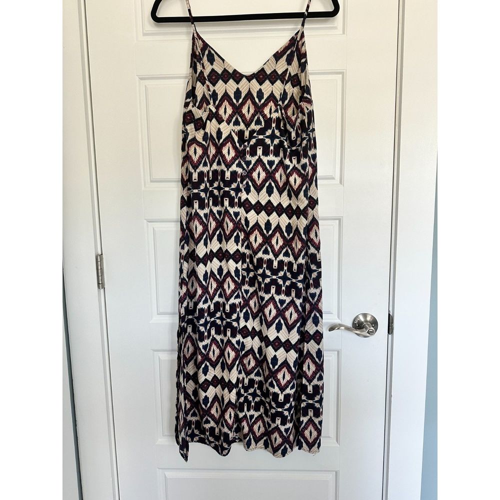 Lulus Tahiti Sweetie Ikat Dress, Navy Blue and Beige, Size Small - Picture 5 of 8